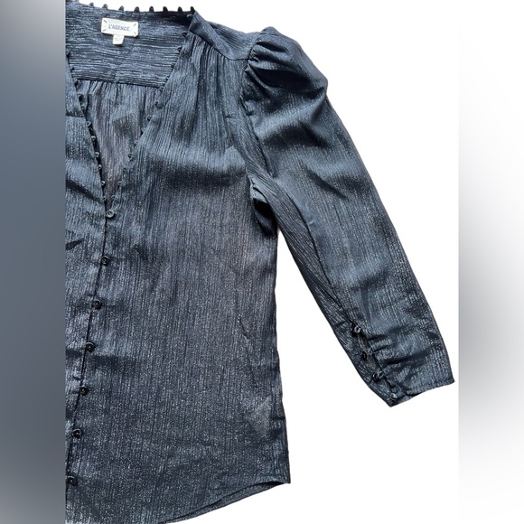 L’agence black shimmery blouse shirt top size small - Picture 3 of 6